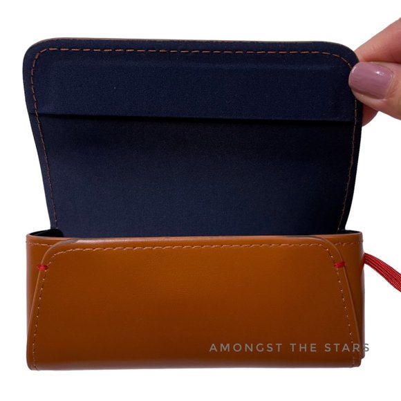 Fossil Brown Faux Leather Sunglasses Glasses Magnetic Case with Wipe - Picture 4 of 8